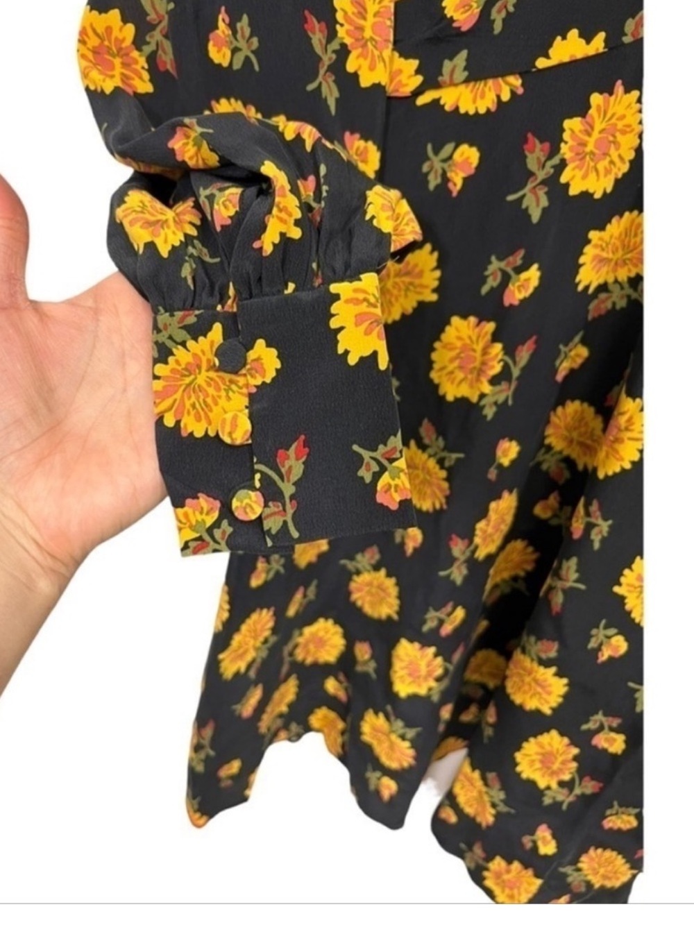 Veronica Beard Marion Blouson Floral 100% Silk Dress Silk crepe Shirred waist - Picture 8 of 15